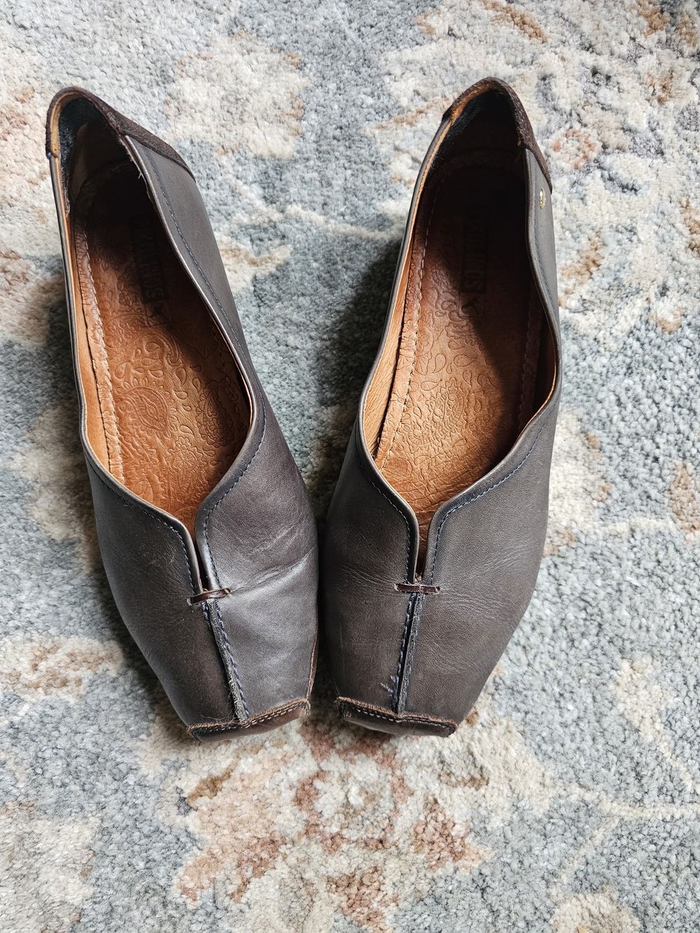 Pikolinos Gandia Square Toe Brown Leather Slip-On Flats Size 40
